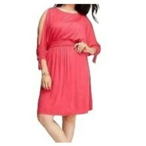 Lane Bryant Split Sleeve Midi Dress Pink Size 26/28 NWT - Picture 1 of 11